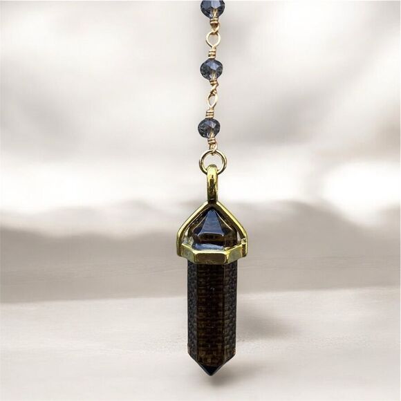 NWOT New Aviva Stanoff Smoky Brown Quartz Crystal Star Pendant Necklace - Picture 4 of 6